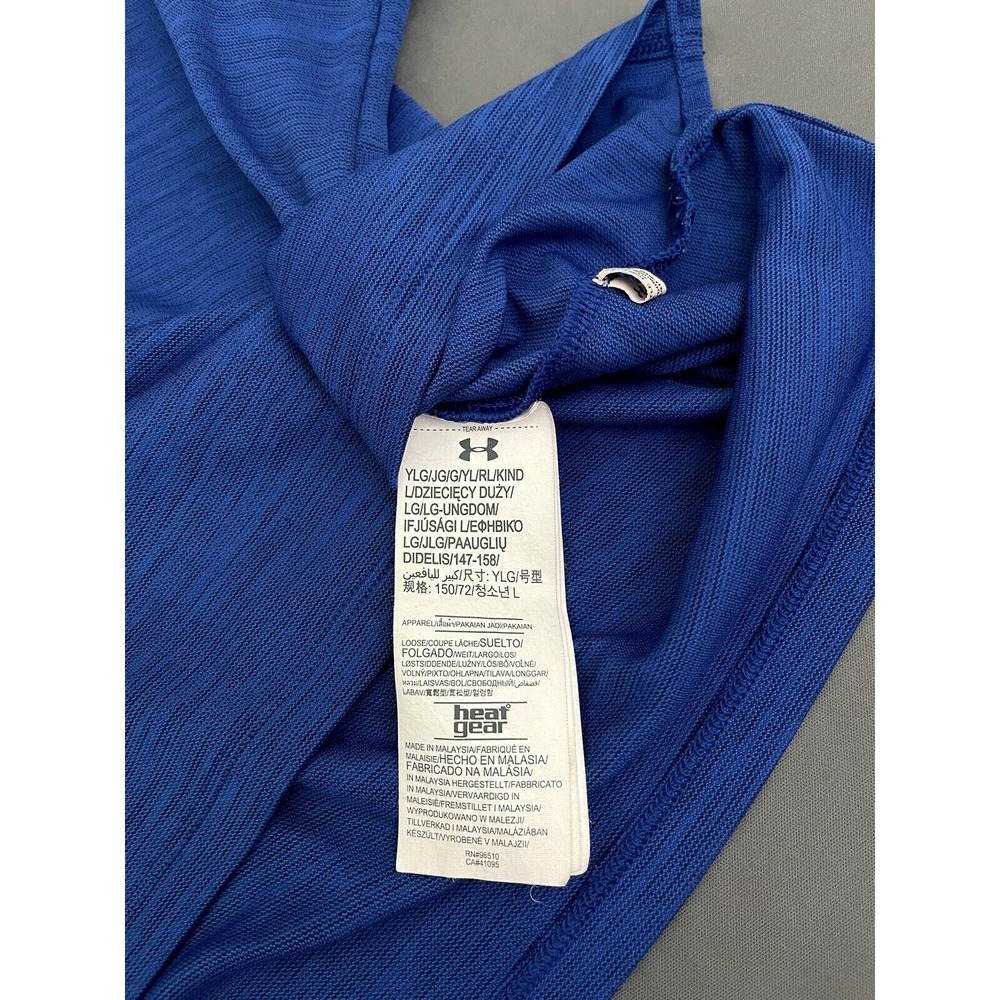 Under Armour Youth Large YLG Girls Tank Top Loose Fit Heat Gear Workout Blue Top - Picture 7 of 10
